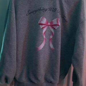 Gray Sweater with Pink Bow Design size medium